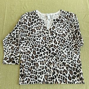 White House Black Market leopard print Cardigan sweater